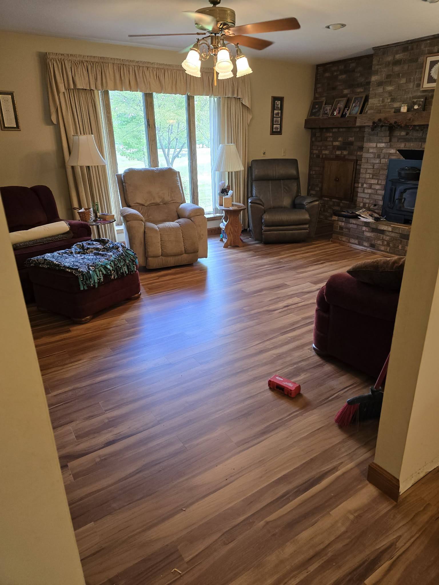 Warm Oak Vinyl Flooring vinyl flooring installation in Windsor Ontario home