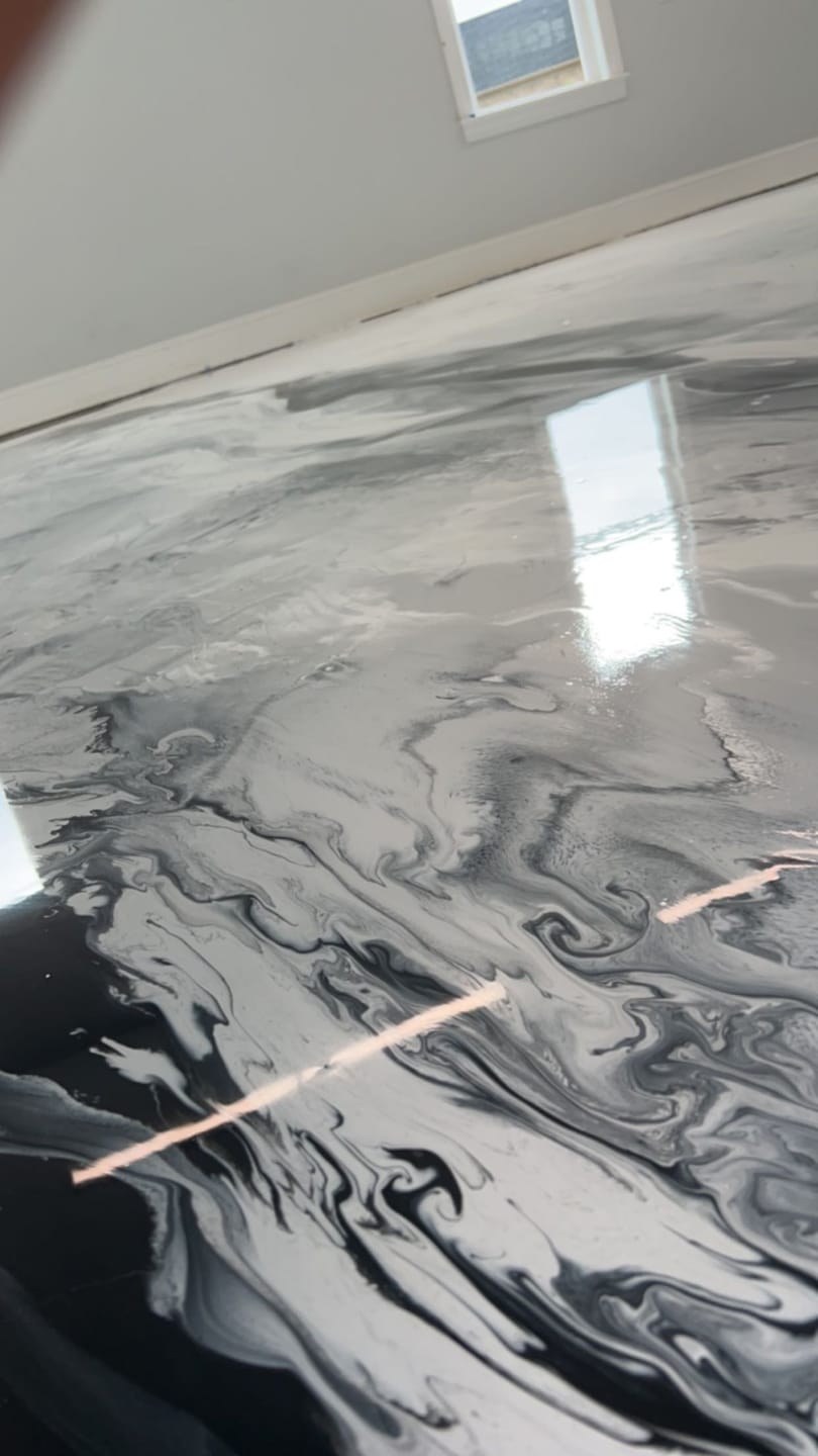 Black & Silver Metallic Epoxy metallic epoxy floor finish Windsor Ontario